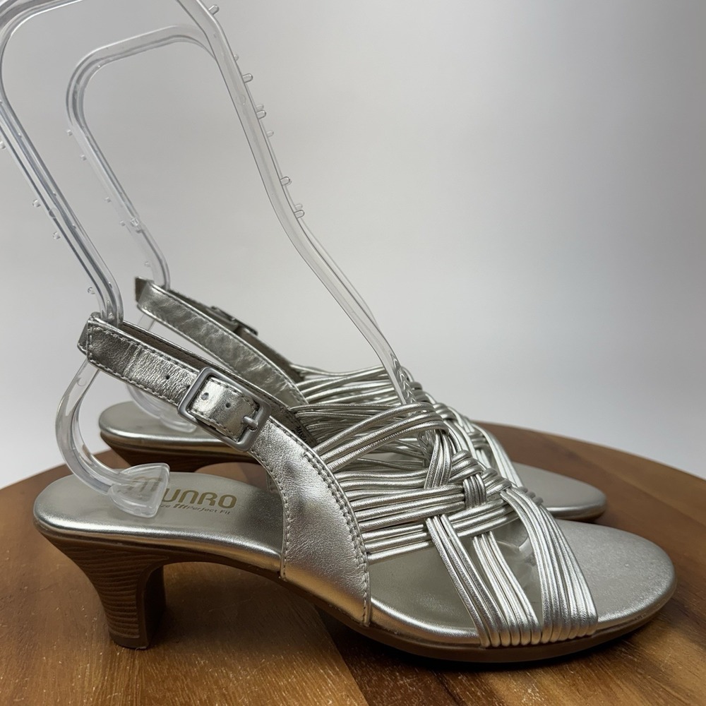 Womens Munro Marianna Gold Leather Strappy Slingback Heels Sandals Size 9 N GUC